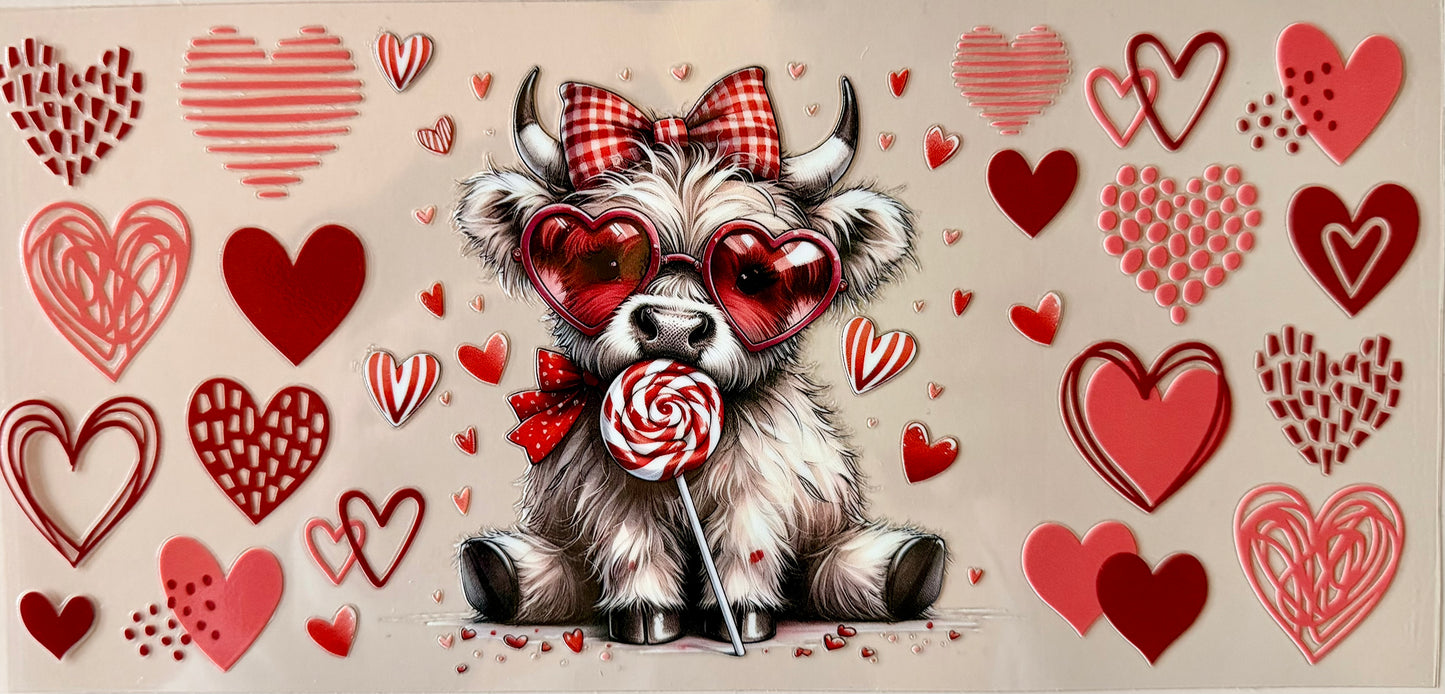16oz decal, highland cow, love