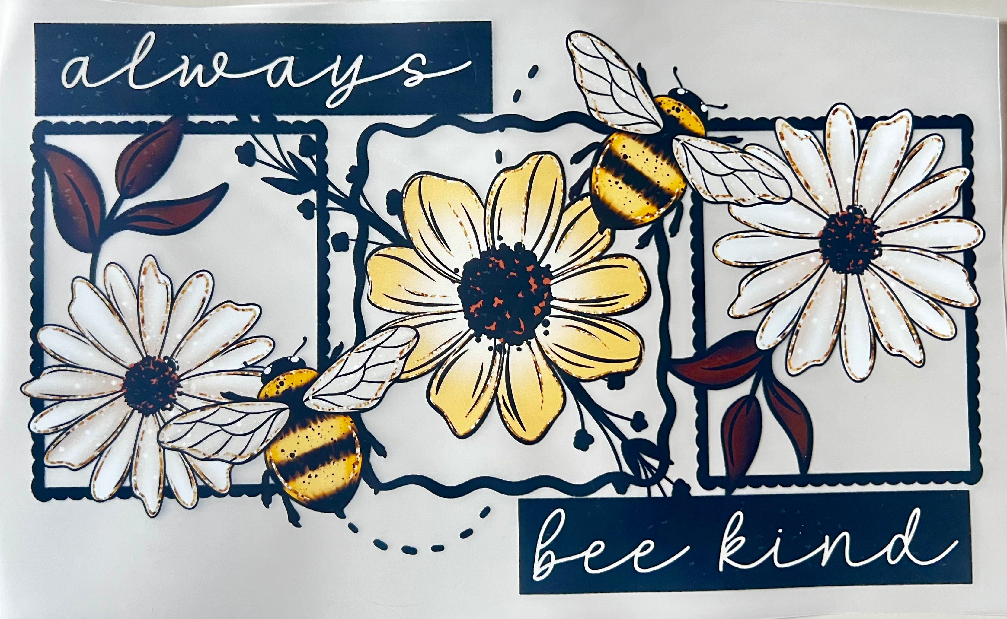 DTF Transfer, flower, bee kind