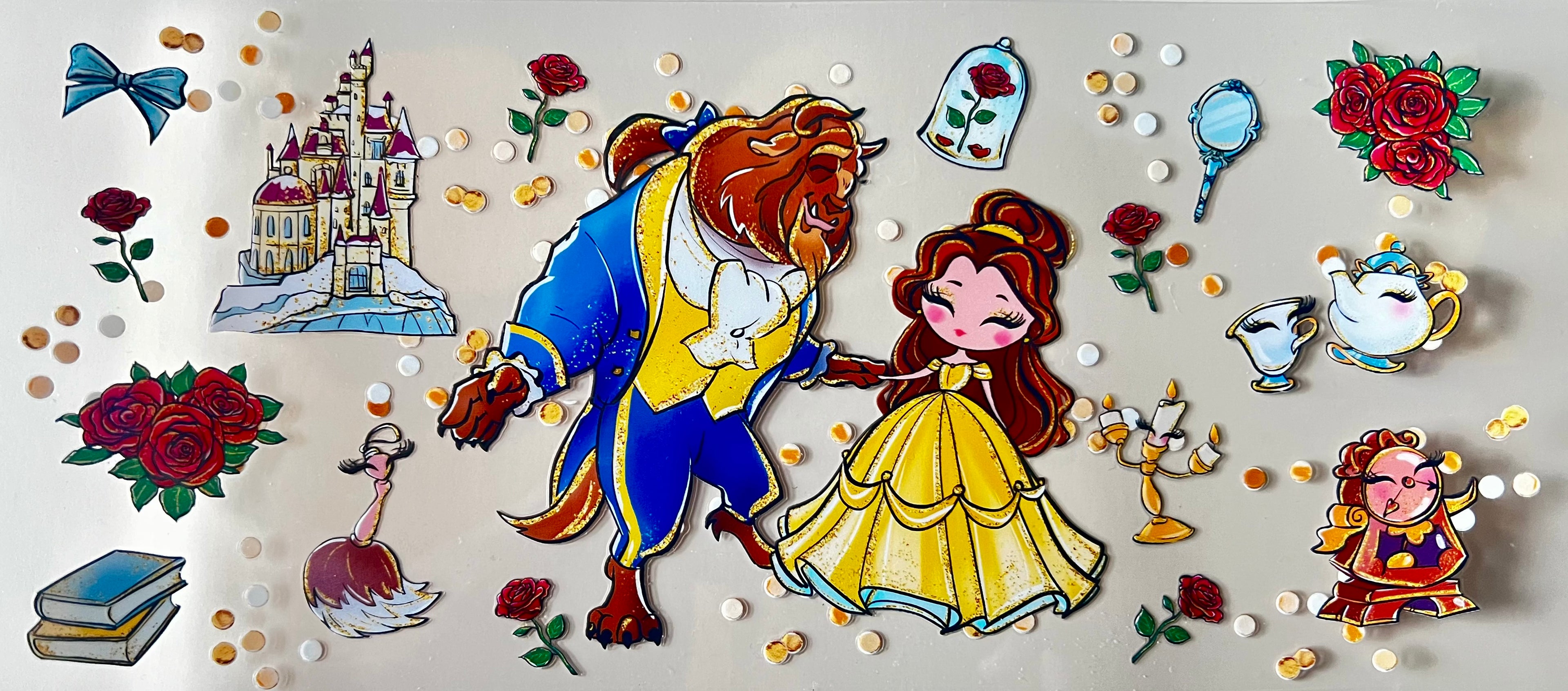 16oz cup wrap beauty and beast character