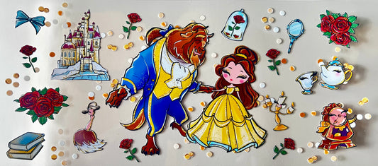 16oz cup wrap beauty and beast character