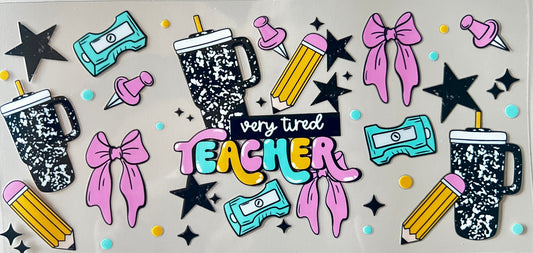 16oz cup wrap teacher, bows
