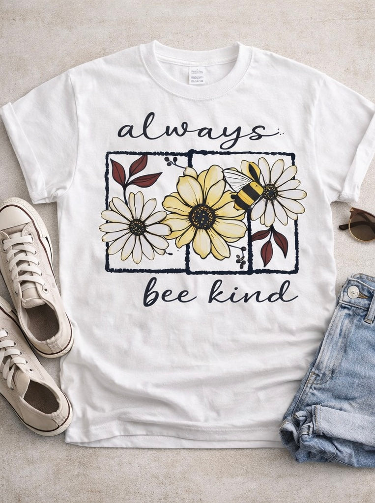 DTF Transfer, flower, bee kind